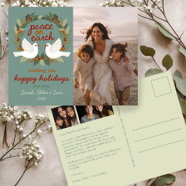 Weltfrieden Doves Christmas CUSTOM 3 FOTO Feiertagspostkarte