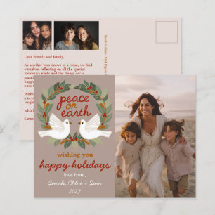 Weltfrieden Doves Christmas CUSTOM 3 FOTO Feiertagspostkarte