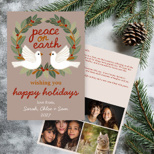 Weltfrieden Doves Christmas CUSTOM 4 FOTO Feiertagskarte