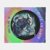 Weltfrieden Dragon and Unicorn Fleecedecke (Vorderseite (Horizontal))
