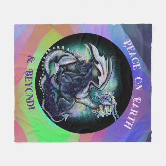 Weltfrieden Dragon and Unicorn Fleecedecke (Vorderseite (Horizontal))