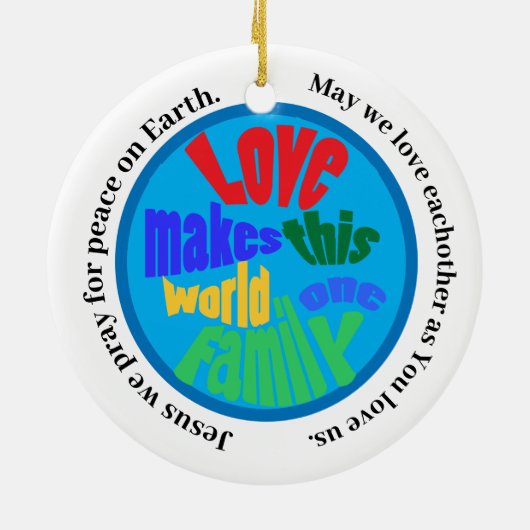 Weltfrieden-Einfamiliengebet Keramik Ornament (Hinten)
