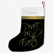 Weltfrieden Elegant Schwarz, Gold und Weiß Kleiner Weihnachtsstrumpf (Rückseite)