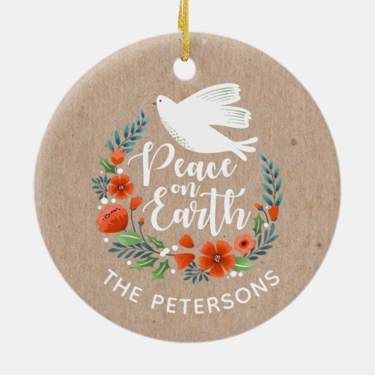 Weltfrieden Elegant White Dove Weihnachten Keramik Ornament (Hinten)