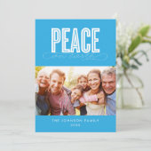 WELTFRIEDEN FAMILY FOTO CHRISTMAS FEIERTAGSKARTE (Stehend Vorderseite)