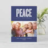 WELTFRIEDEN FAMILY FOTO CHRISTMAS FEIERTAGSKARTE (Stehend Vorderseite)