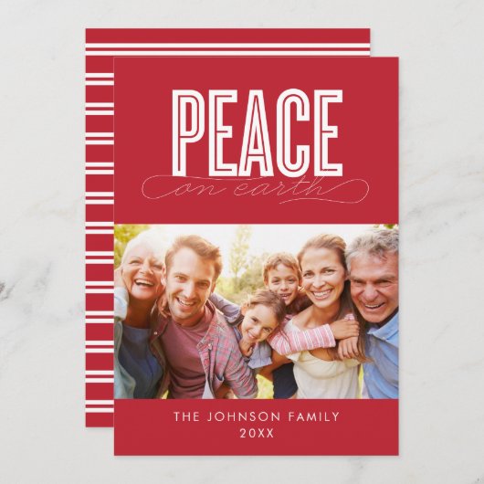 WELTFRIEDEN FAMILY FOTO CHRISTMAS FEIERTAGSKARTE (Vorne/Hinten)