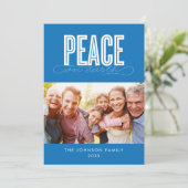 WELTFRIEDEN FAMILY FOTO CHRISTMAS FEIERTAGSKARTE (Stehend Vorderseite)