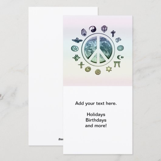 Weltfrieden Feiertagskarte (Vorne/Hinten)