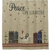 Weltfrieden - Folk Art Snowman Village Duschvorhang (Vorderseite)