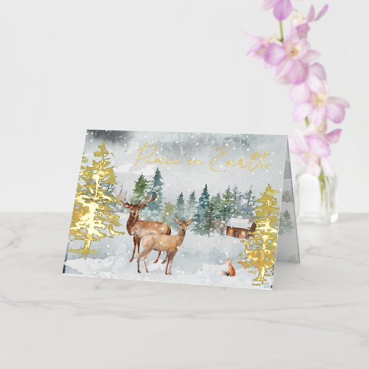 Weltfrieden Foto Snowy Forest Deer Scripting (Orchidee)