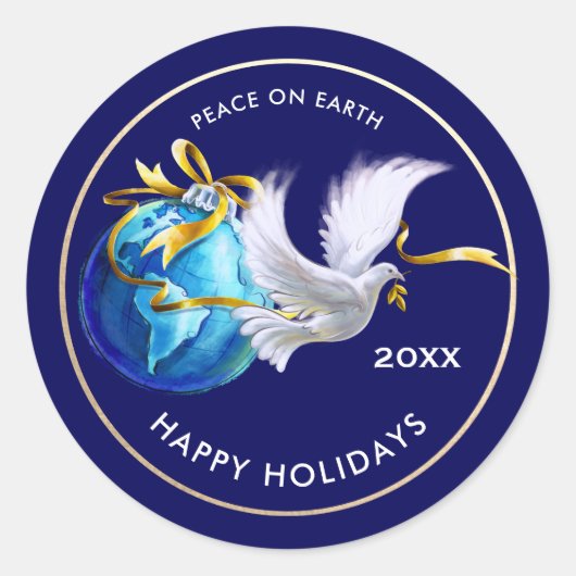 Weltfrieden. Friedenstaube | Weihnachtsjahr Runder Aufkleber (Vorderseite)