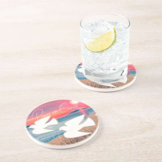 Weltfrieden Getränkeuntersetzer (Seite)
