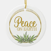 Weltfrieden Gold Botanisches Weihnachtsfest Foto Keramik Ornament (Vorne)