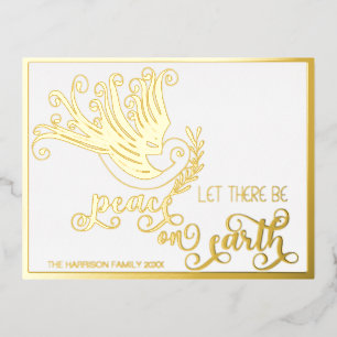Weltfrieden Gold Dove Weihnachten Folien Feiertagspostkarte