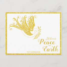 Weltfrieden Gold Dove White Christmas Feiertagspostkarte