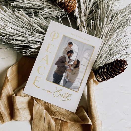 Weltfrieden Gold Foil Weihnachtskarte Folieneinladung