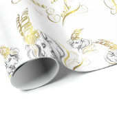 Weltfrieden GOLD Geschenkpapier (Rolleneckpunkt)