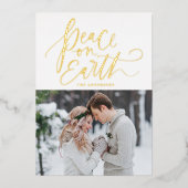 Weltfrieden Gold Script Foto Folien Feiertagskarte (Vorderseite)