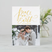 Weltfrieden Gold Script Foto Folien Feiertagskarte (Stehend vorne)