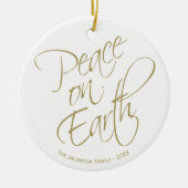 Weltfrieden Gold Script Foto Keramik Ornament (Vorne)