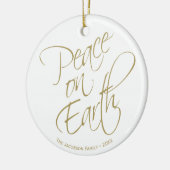 Weltfrieden Gold Script Foto Keramik Ornament (Links)
