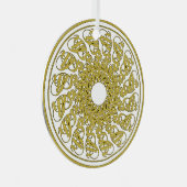 Weltfrieden Golden Text Graphic Art Mandala Ornament Aus Metall (Vorderseite Rechts)