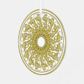 Weltfrieden Golden Text Graphic Art Mandala Ornament Aus Metall (Vorderseite links)