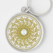 Weltfrieden Golden Text Graphic Art Mandala Schlüsselanhänger (Vorne)