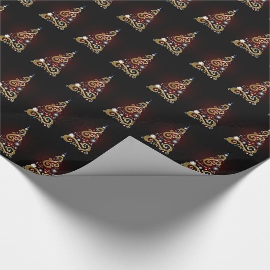 Weltfrieden goldenes Weihnachtsbaummuster Geschenkpapier (Ecke)