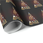 Weltfrieden goldenes Weihnachtsbaummuster Geschenkpapier (Rolleneckpunkt)