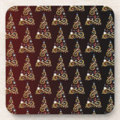 Weltfrieden goldenes Weihnachtsbaummuster Getränkeuntersetzer (Vorderseite)