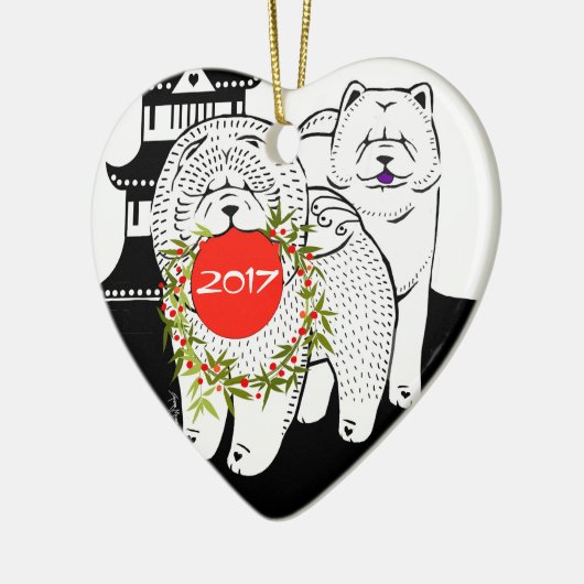 Weltfrieden - Herzverzierung vorne/hinten Keramik Ornament (Links)