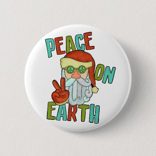 Weltfrieden Hippie Santa Button (Vorderseite)
