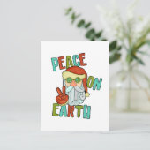 Weltfrieden Hippie Santa Feiertagspostkarte (Stehend Vorderseite)