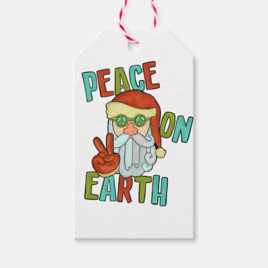 Weltfrieden Hippie Santa Geschenkanhänger (Vorderseite)