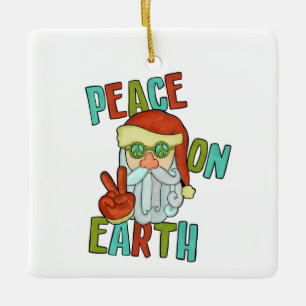 Weltfrieden Hippie Santa Keramikornament