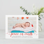 Weltfrieden Holiday Foto Geburtsankündigung Feiertagskarte (Stehend Vorderseite)