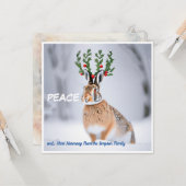 Weltfrieden: Holly Crown Hare Peace Liebe Karte (Vorderseite/Rückseite Beispiel)