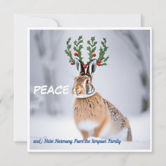 Weltfrieden: Holly Crown Hare Peace Liebe Karte