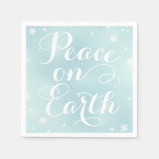Weltfrieden Ice Blue Calligraphy Script Holiday Serviette (Vorderseite)
