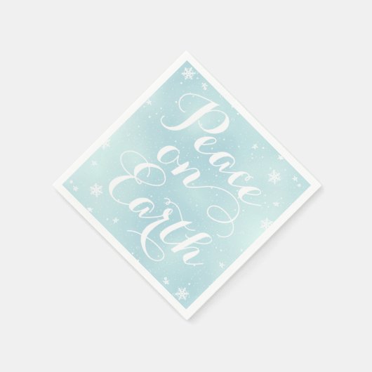Weltfrieden Ice Blue Calligraphy Script Holiday Serviette (Ecke)