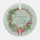 Weltfrieden im Weihnachtskranz Ornament Aus Glas (Vorderseite)