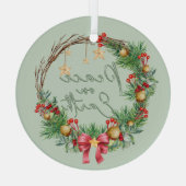 Weltfrieden im Weihnachtskranz Ornament Aus Glas (Rückseite)