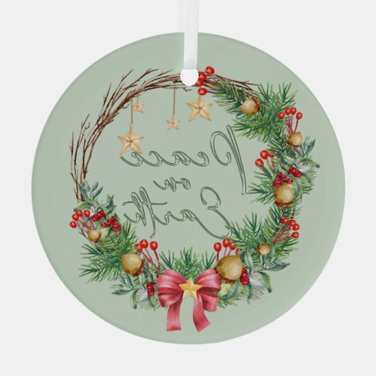 Weltfrieden im Weihnachtskranz Ornament Aus Glas (Rückseite)