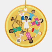 Weltfrieden Jesus und Kinder Keramik Ornament (Hinten)