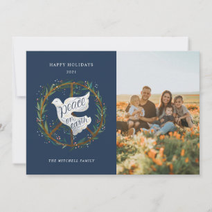 Weltfrieden Letting Dove Peace Sign Foto Feiertagskarte