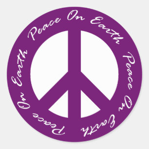 Weltfrieden Lila Holiday Peace Sign Runder Aufkleber