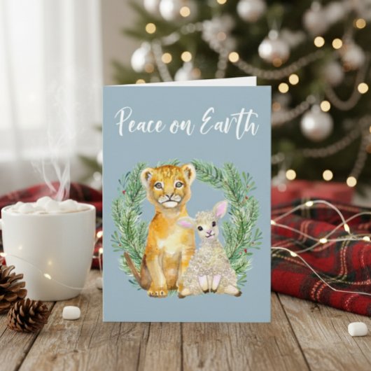 Weltfrieden Lion Lamb Niedlich Karte