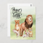 Weltfrieden Lion Lamb Niedlich Urlaub Postkarte (Vorne/Hinten)